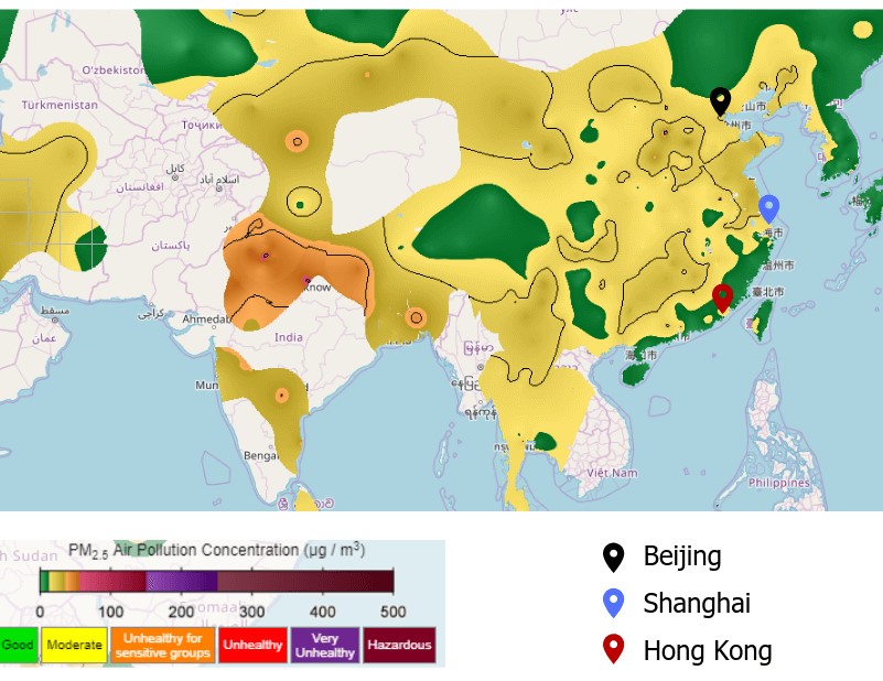 Air Pollution in China map1