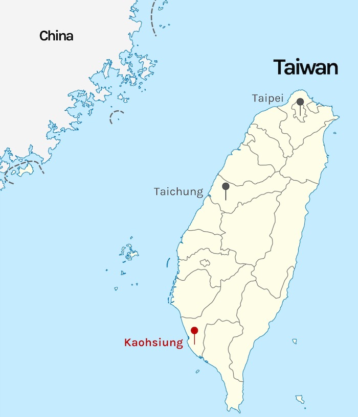 Taipei marked on map of Taiwan