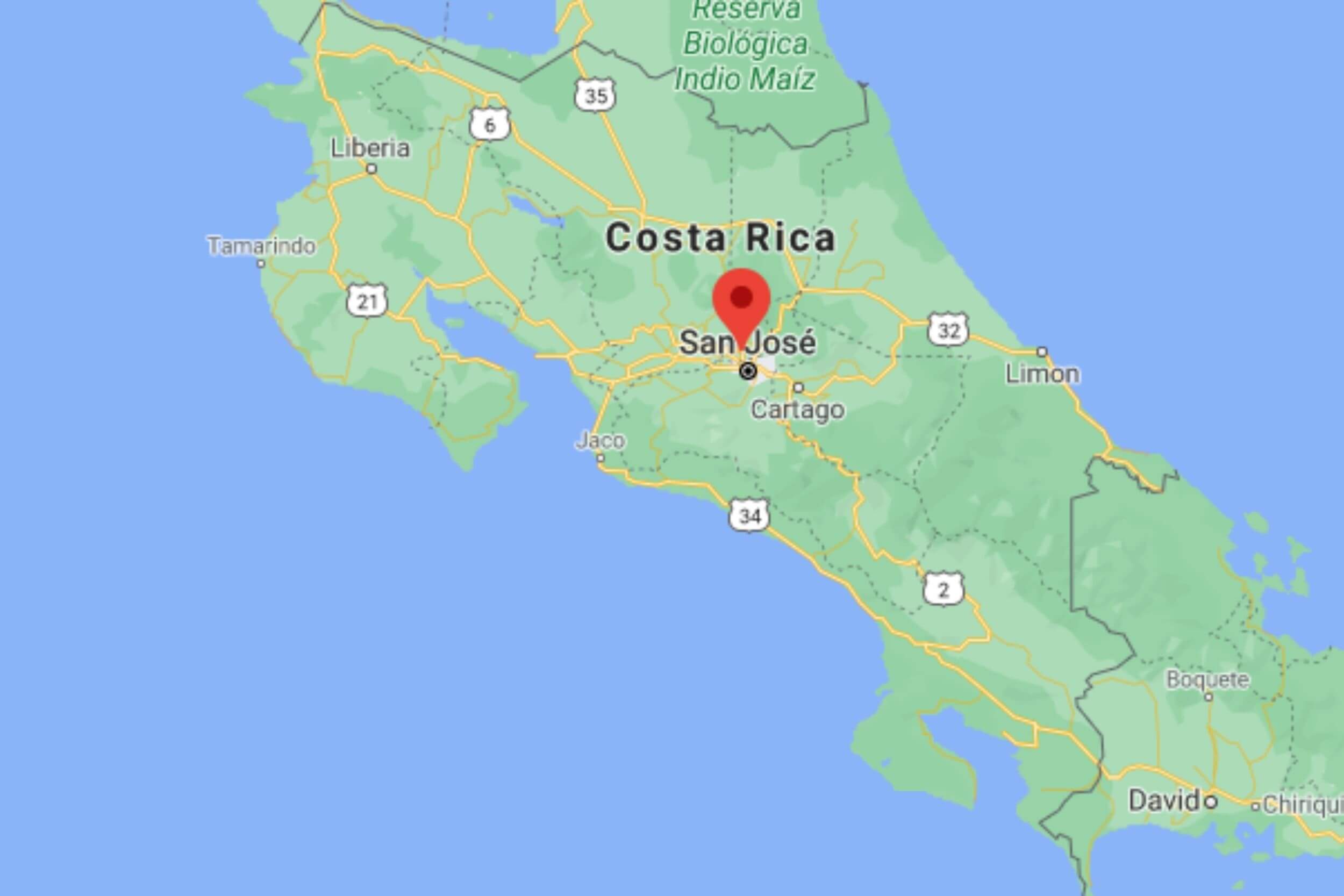 map of costa rica